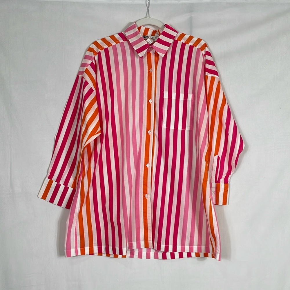 Beach Riot Coverup Size L/XL Alexa Top In Sunset Stripes